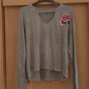 Grey- Rose Top